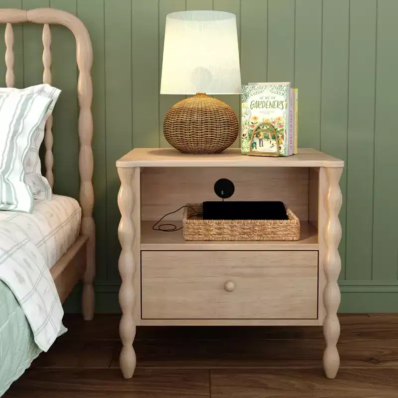 Jenny Lind Cubby Nightstand with 1 Drawer & Electrical Outlet