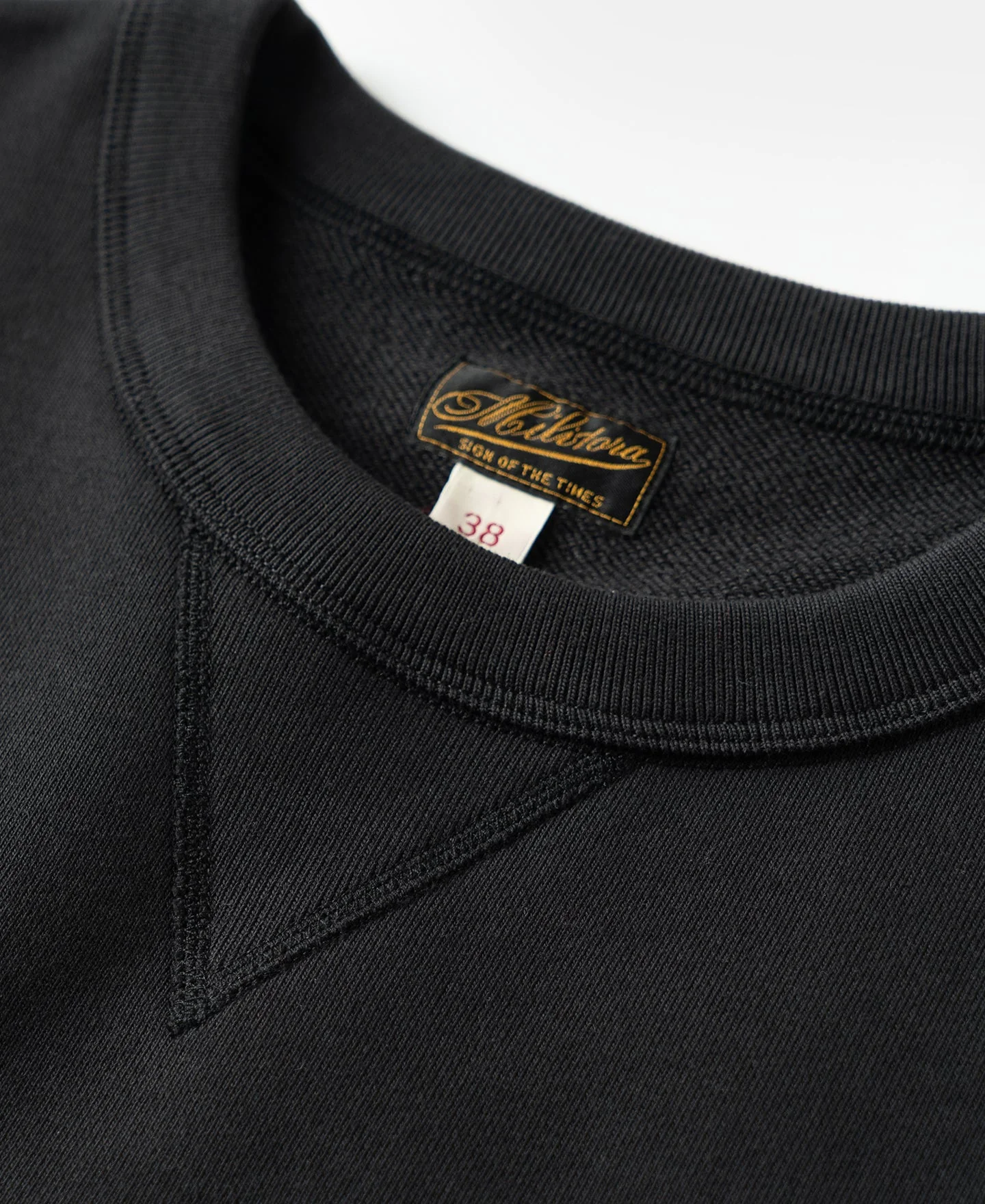 1940s Plain Set-in Crewneck Sweatshirt - Black