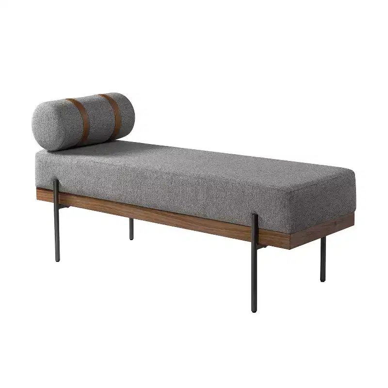 Entryway Bench with Removable Pillow, Industrial Style