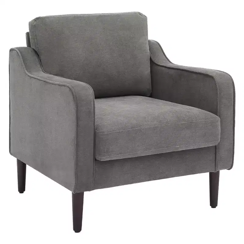 Mid-Century Linen Accent Reading Chair for Living Room/Bedroom, Comfy Single Armchair for Small Spaces