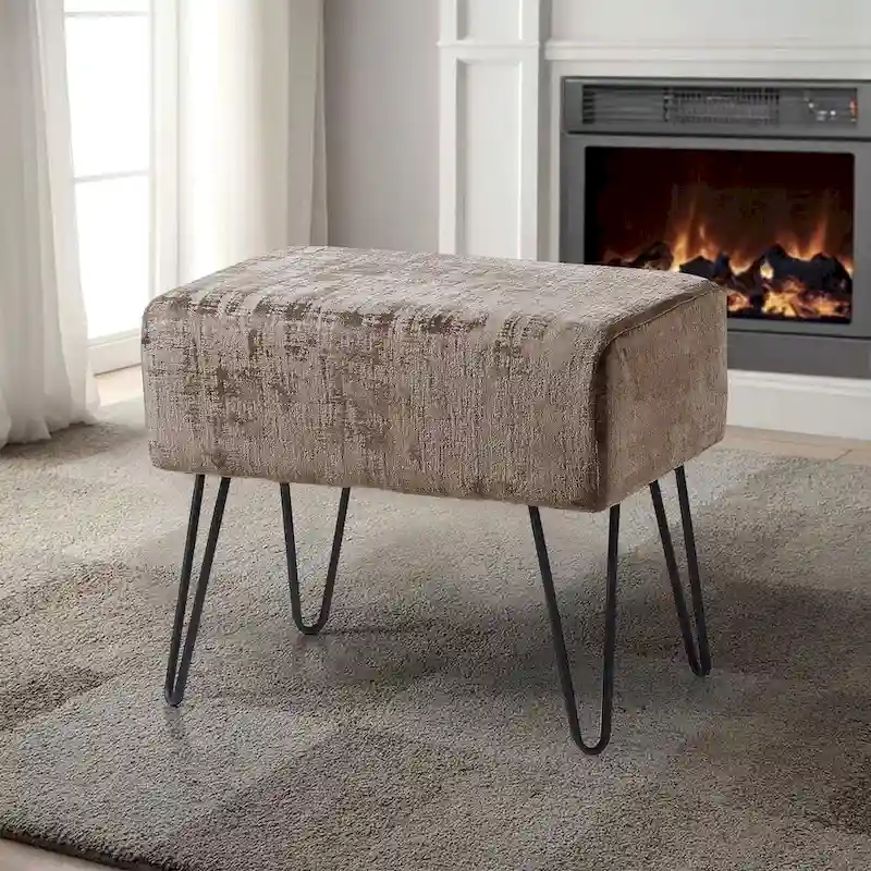Textured Velvet Ottoman