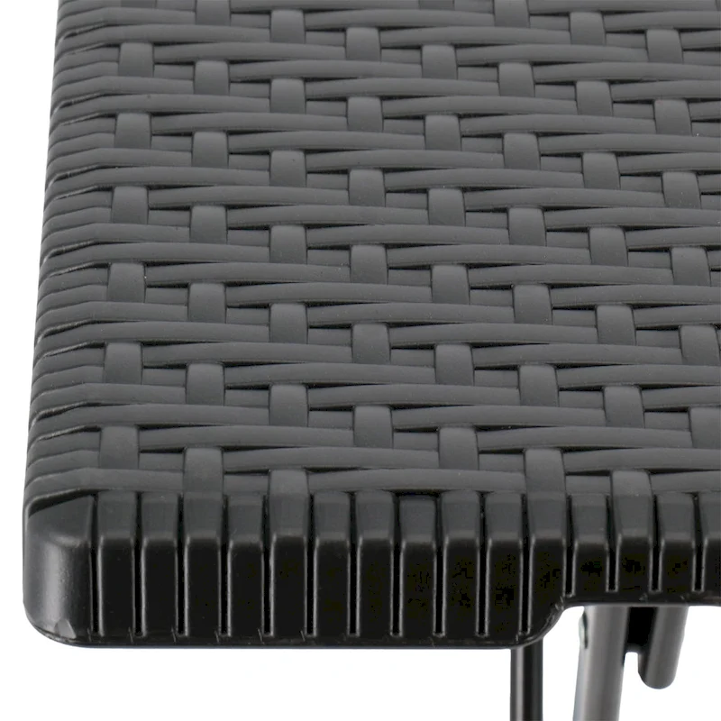 Plastic Rattan Folding Square Table in Black