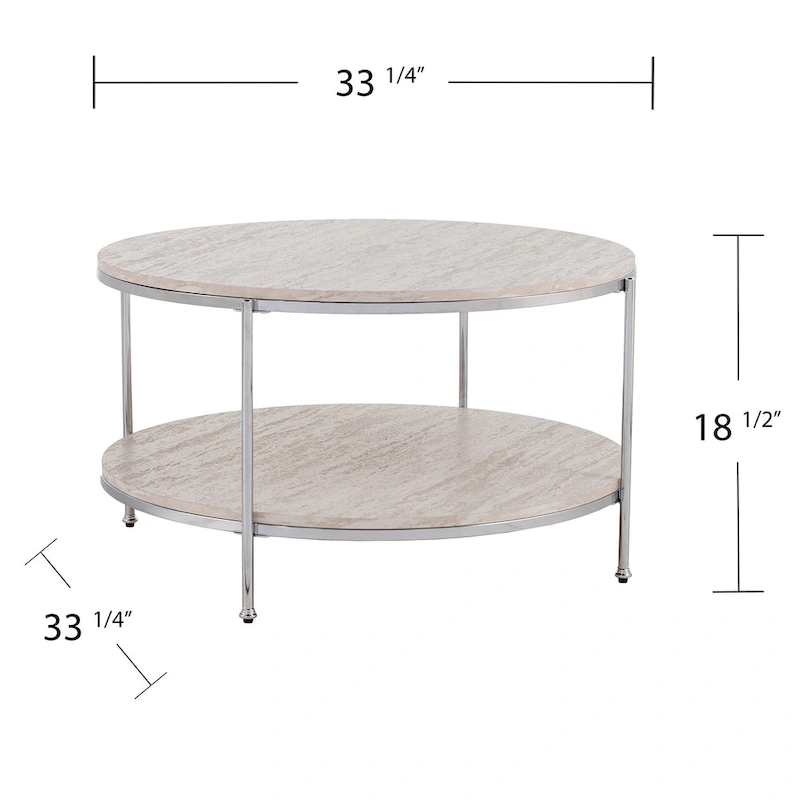 SEI Furniture Henderson Modern Faux Marble Round Coffee Table with Bottom Shelf