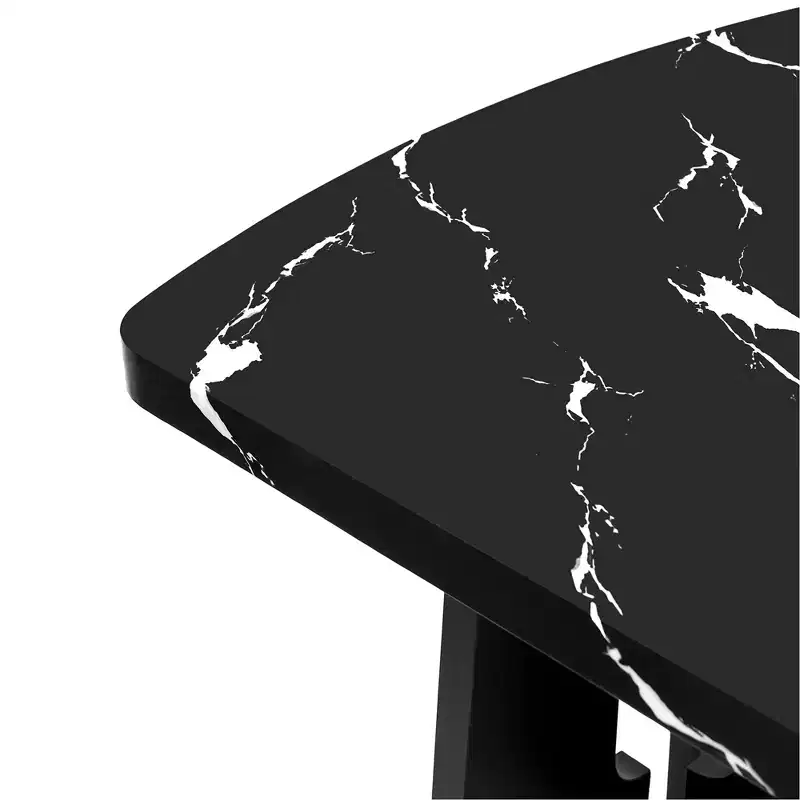 GDFStudio Hawkins 63 Modern Faux Marble Dining Table with Sturdy Geometric Legs