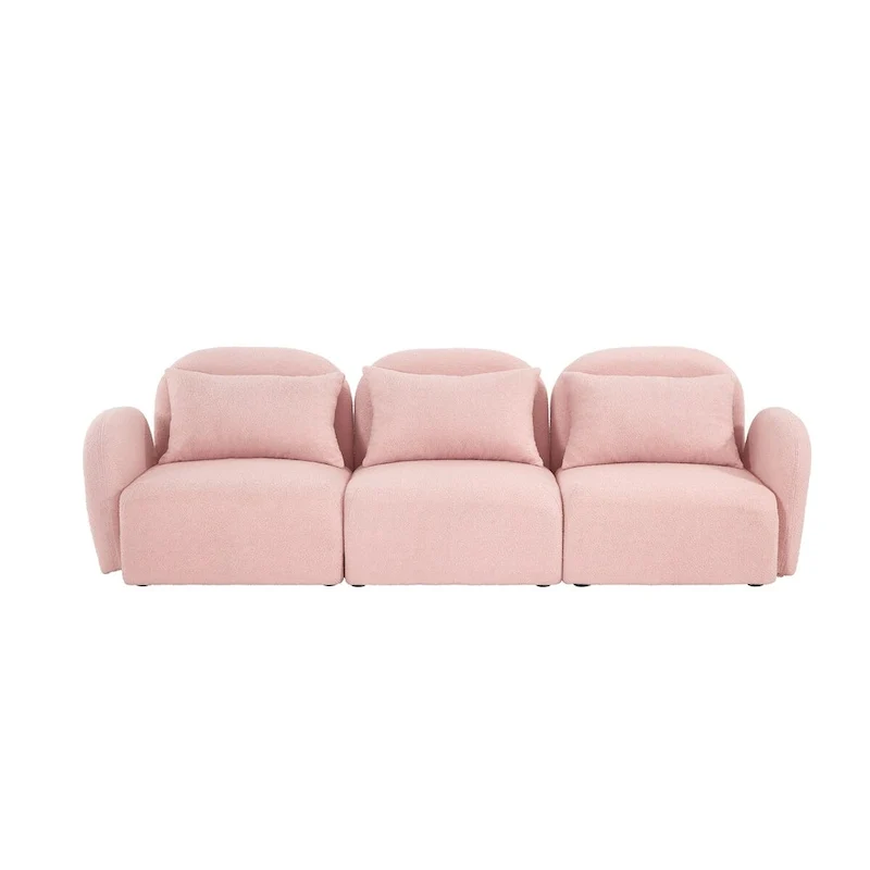Living Room Furniture Three Seat Lazy Sofa Teddy Fabric White,High quality and durable