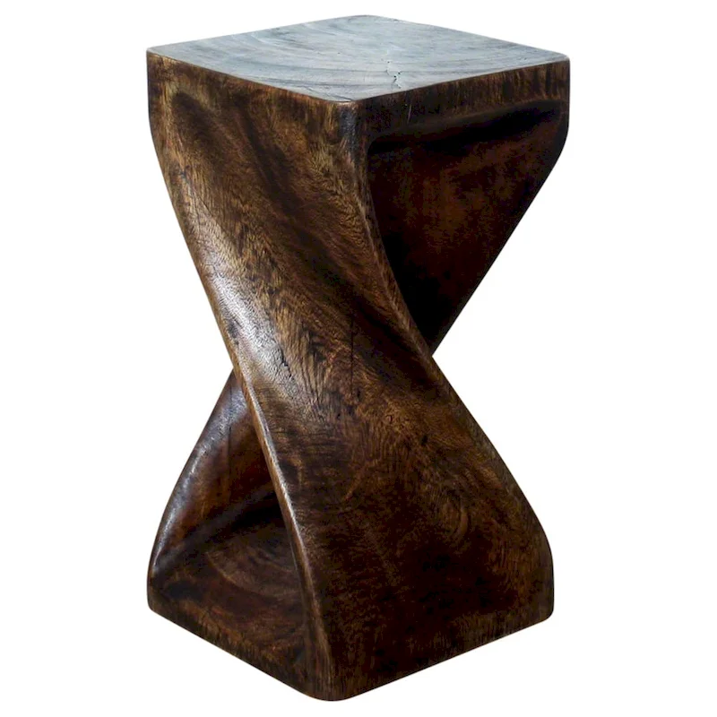Haussmann Original Wood Twist Stool 10 X 10 X 18 In High Mocha Oil - 10 x 10 x 18
