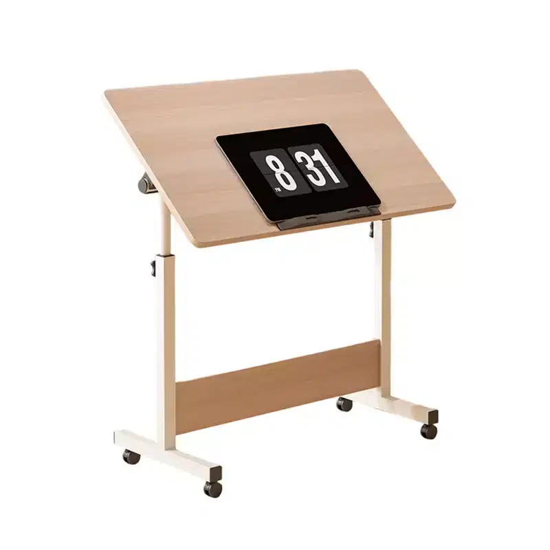 Board and Steel TubesFolding Laptop DeskSmall Space Standing Office DeskWhite Maple