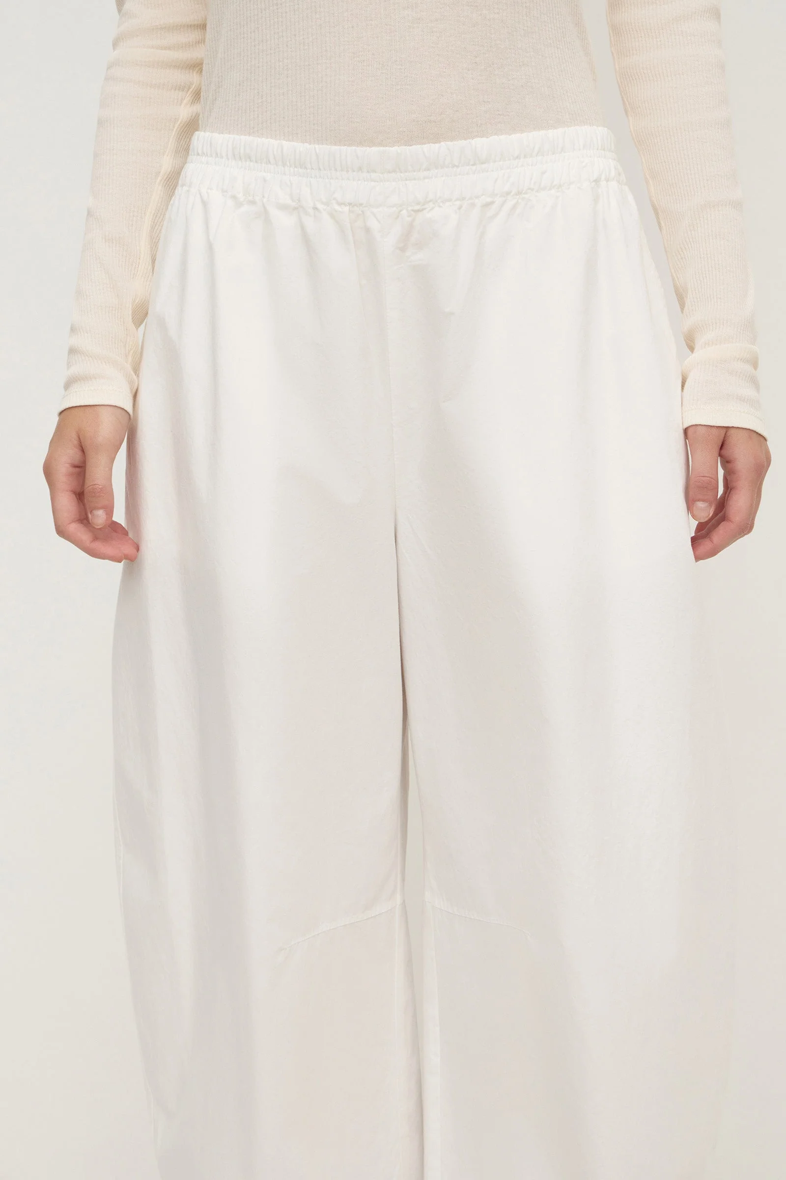 White Cotton Voluminous Barrel Leg Pant