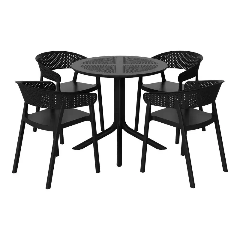 WestinTrends Playa 5-Piece Modern Patio Round Dining Table Set with Stackable Patio Dining Chairs
