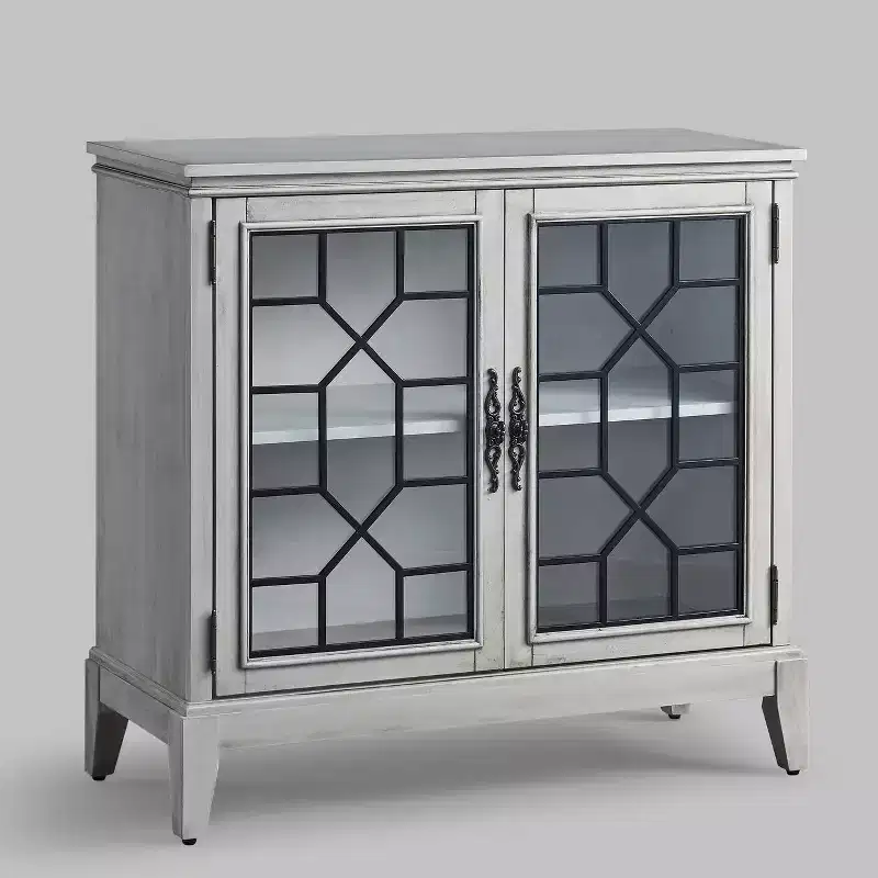 36 inch Wide Accent Cabinet with 2 Doors, Vintage Style Storage Cabinet with Solid Wood Legs
