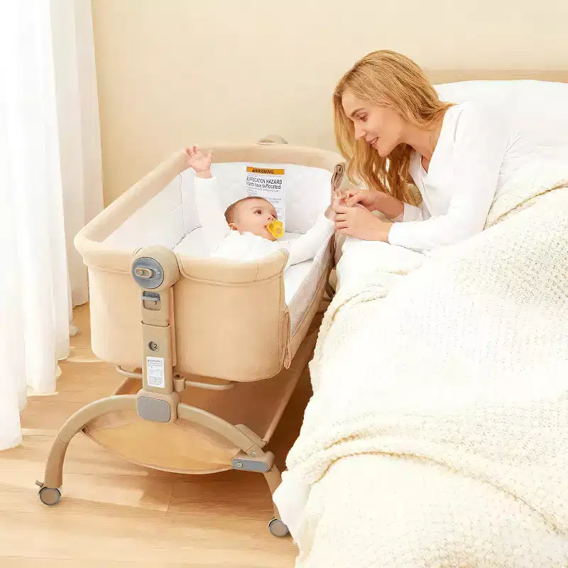 3-in-1 Bedside Bassinet Baby Sleeper with Mosquito Net, Travel Crib and Adjustable Height
