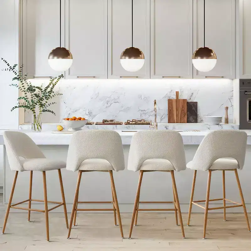 Boucle Counter Height Bar Stools with Backs, 27