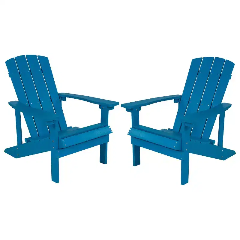 Merrick Lane Set of 2 Adirondack Patio Chairs With Vertical Lattice Back And Weather Resistant Frame