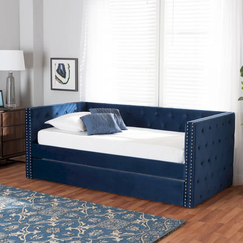 Larkin Modern Velvet Fabric Upholstered Daybed with Trundle