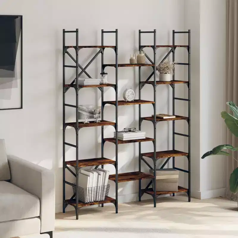 vidaXL Bookshelf Smoked oak Engineered wood Large Bookshelf