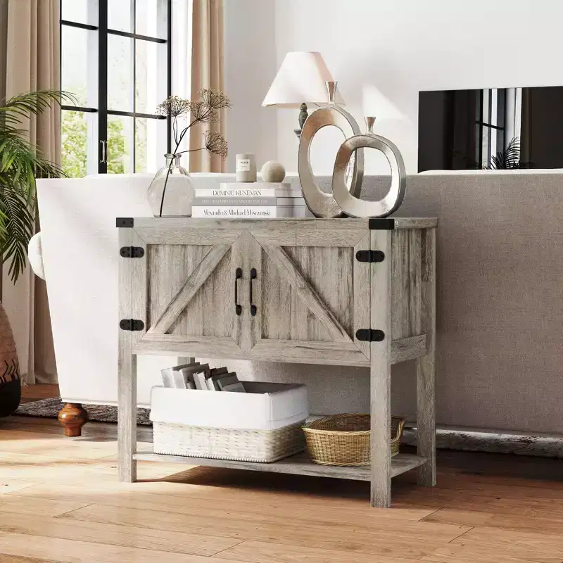HOMCOM 2-Door Free Standing Sideboard Console Table with Bottom Shelf, Entryway