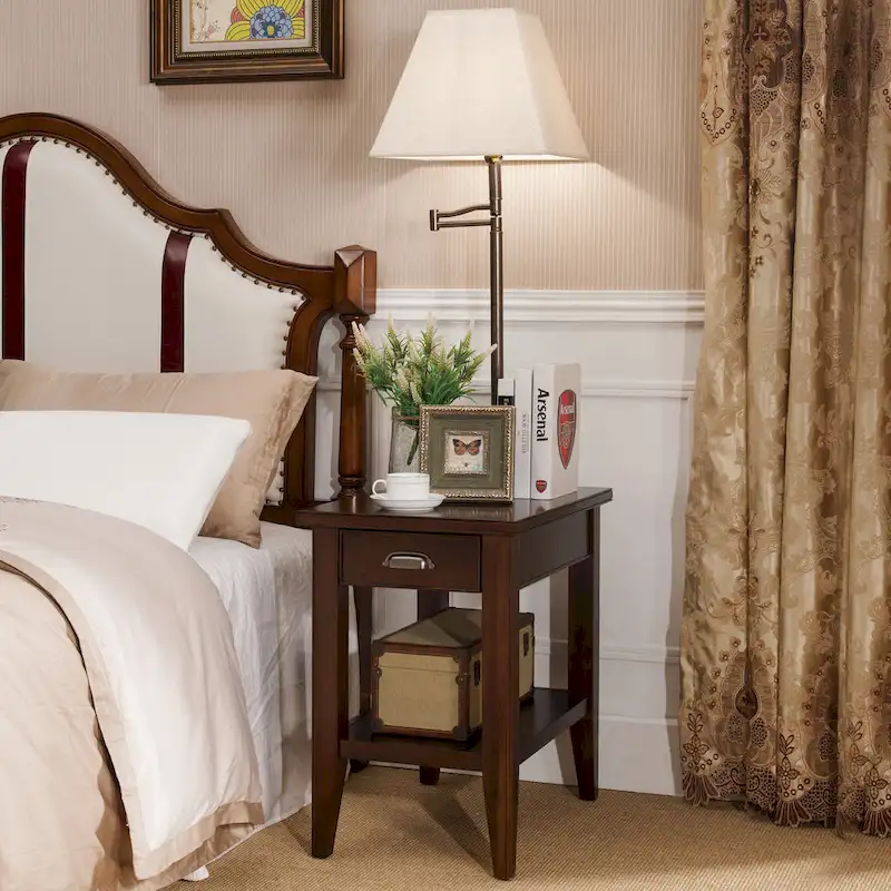 Leick Home Laurent One Drawer Swing Arm Lamp Side Table