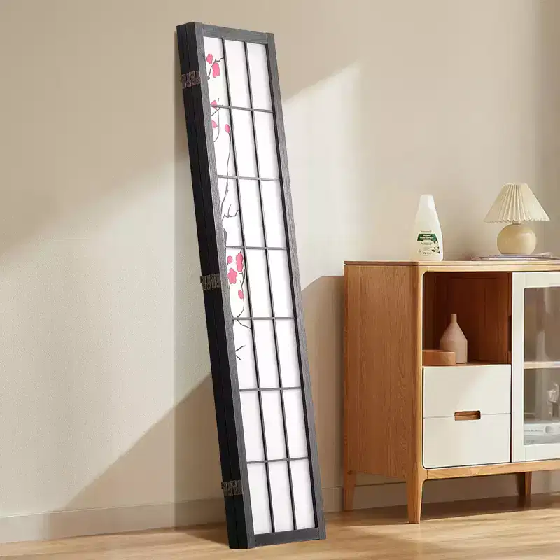 Room Divider, 4 Panel Japanese Room Divider Screen, Wood Folding Privacy Screen Indoor, Partition Portable Decoration Dividers Brown+White