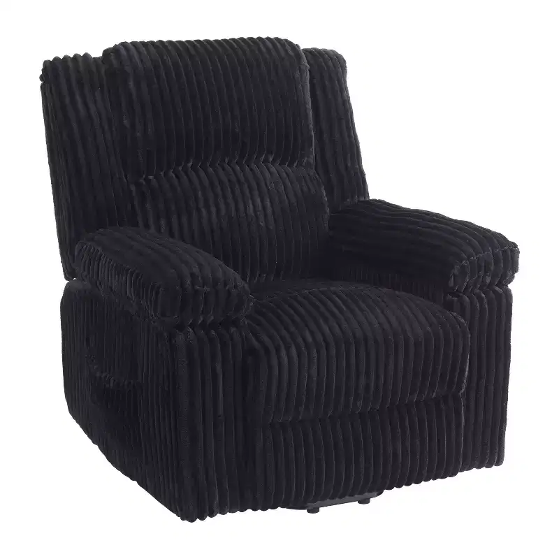 Corduroy Recliner Chair, Manual Recliner Sofa with Handle, Pillow Top Arms, Thick Padding, Side Pocket, Living Room, Bedroom, Home Theater, Dark Gray
