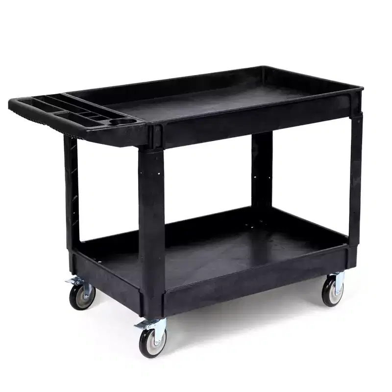 45 x 25-Inch 2-Tier Rolling Utility Cart with Lipped Shelves, 550 lbs Capacity, Heavy-Duty Wheels