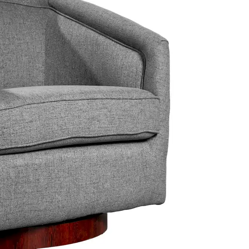 Traditional Club Style Upholstered Accent Chair with 360 Swivel Metal Base