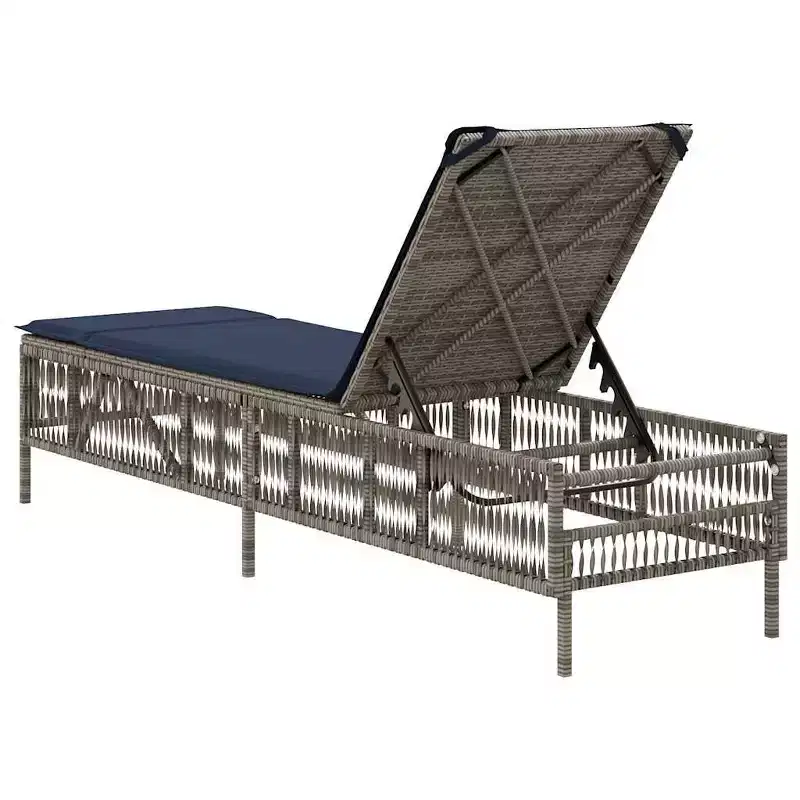 vidaXL Patio Sun Lounger PE rattan Large Multi-Position Backrest