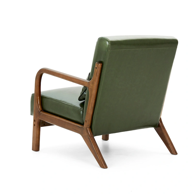 Glitzhome Set of 2 30.75H Mid-Century Modern PU Leather Accent Chairs with Cushion - 25.75W x 33.75D x 30.75H