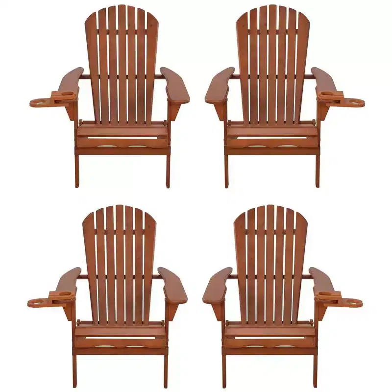 Jiallo Foldable Adirondack Chair with cup holder set of 4