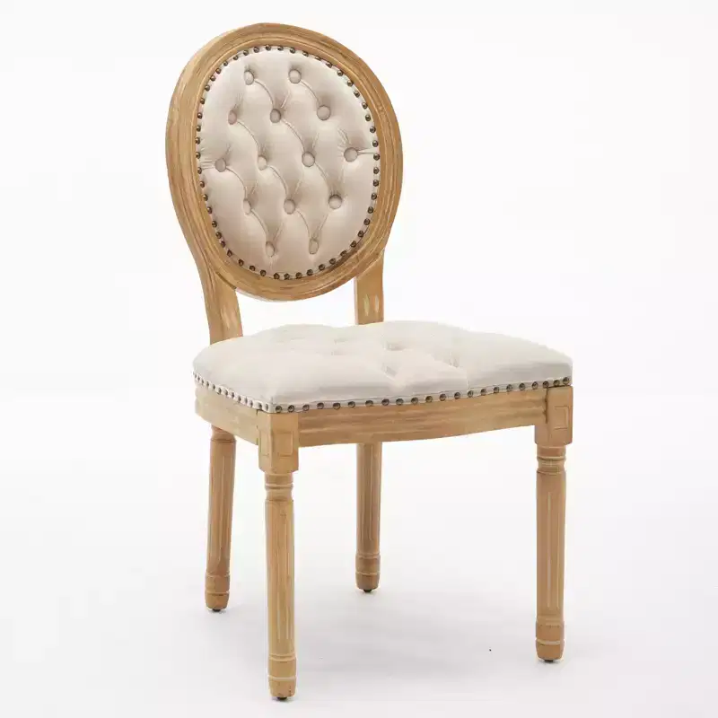 CLIHOME Set of 2 French Style Solid Wood Frame Antique Painting Accent Chairs, Modern Velvet Dining Chairs