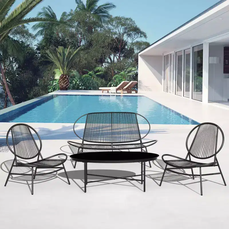 Hyleory 4-piece Outdoor Acapulco Dining Sets (Include One Oval Table and Three PE Rattan Chairs)
