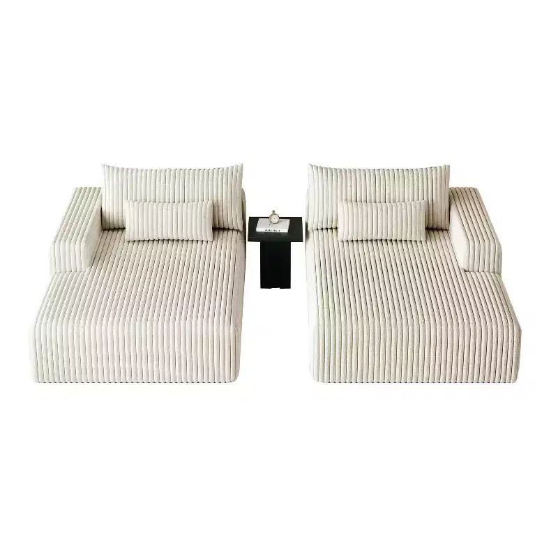 GDFStudio Candy 2 pcs Oversized Corduroy 150 W Upholstered Sofa Bed, 75 D Chaise Lounge