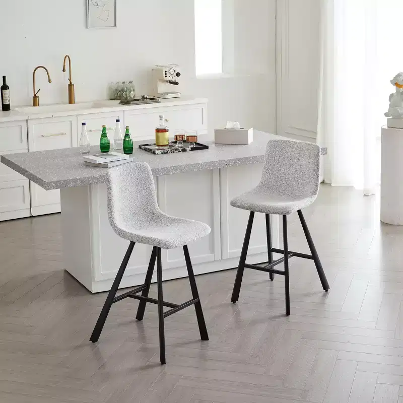 Okak Modern Set of 2 Bar Stools Kitchen Island Chairs with Ergonomic Curved Backrest & Footrest,Faux Leather Counter Stools