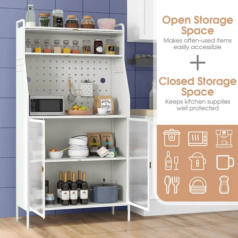 Costway 5-tier Metal Kitchen Bakers Rack with Pegboard 8 Hooks - See Details