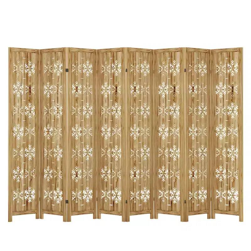 127*67 in Wood Room Divider Folding Privacy Screen Freestanding Partition for Indoor, 8-Panels, Brown