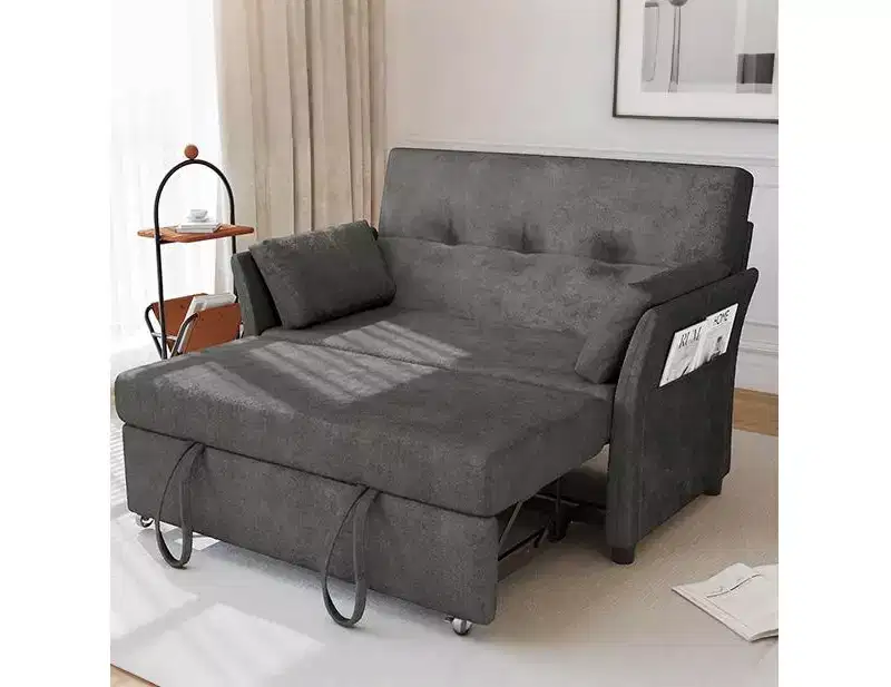 Dyonery 51 Sleeper Sofa Bed Couch with Side Pocket, Small 2 in 1 Convertible Loveseat Sleeper Couch for Apartment,Bedroom and Small Space