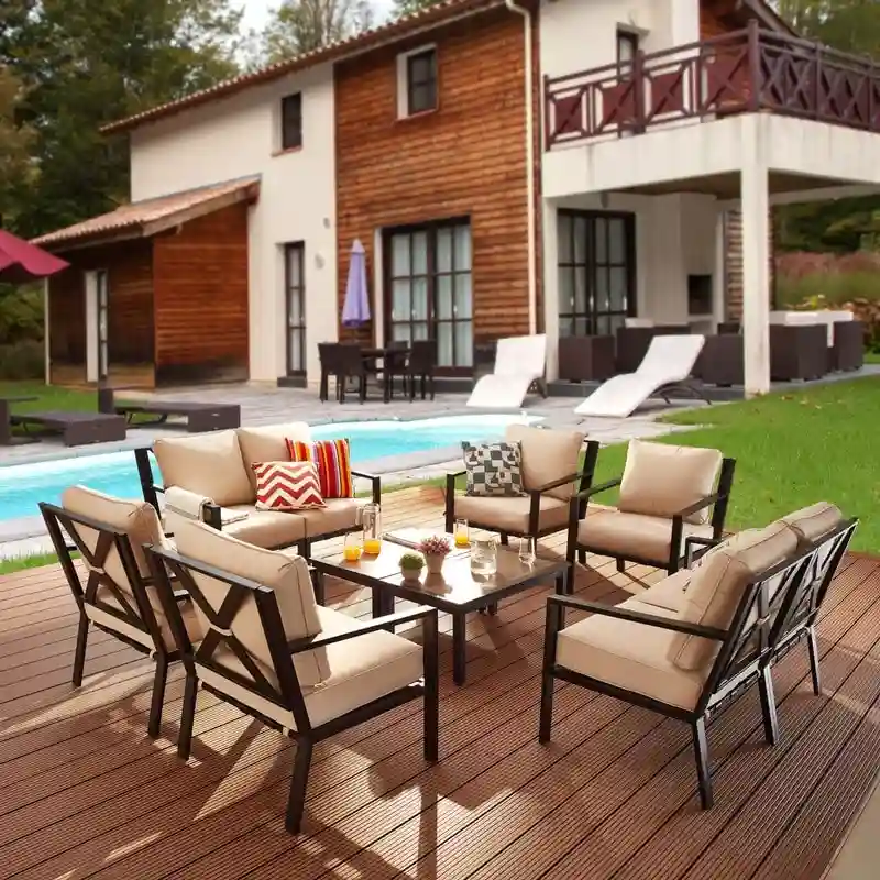Patio Festival X-Back 10-Piece Outdoor Conversation Set