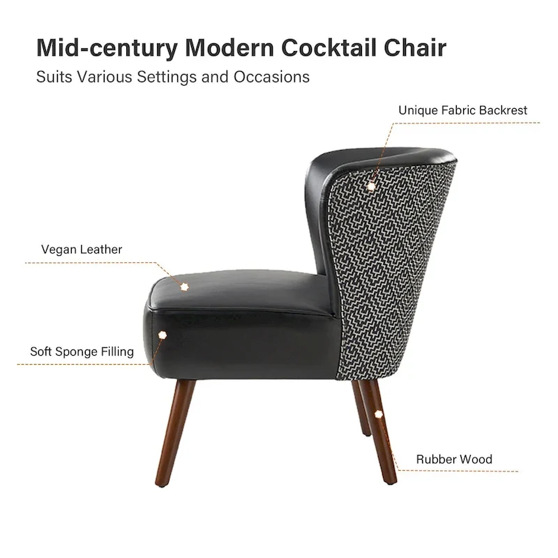 Alexander Mid-Century Modern Side Armchair with Solid Wood Legs by HULALA HOME
