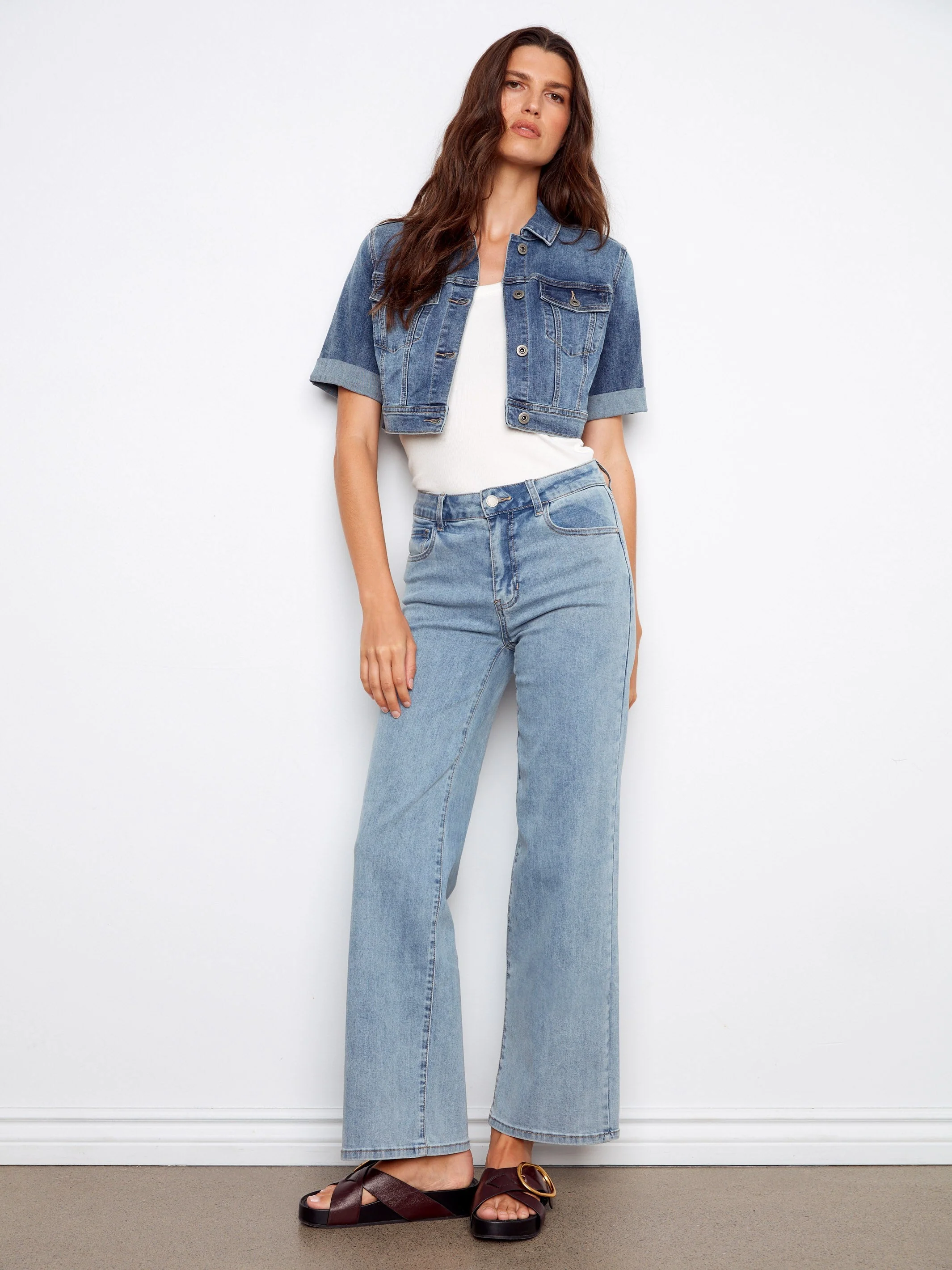 Cropped Denim Jacket - Medium Blue