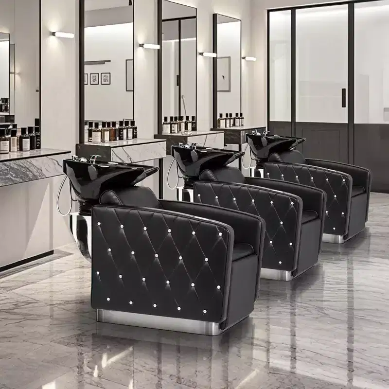 Electric Shampoo Bowl and Chair Backwash Unit with Reclining Legrest