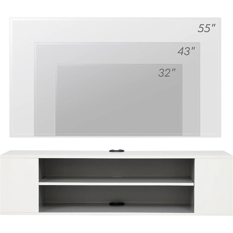 WAMPAT Floating TV Stand Shelf Wall Mounted Entertainment Center Floating Cabinet Media Hutch Under TV, 39 Inch