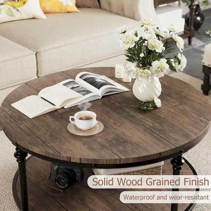 Round Coffee Table 30.31 Industrial Center Table