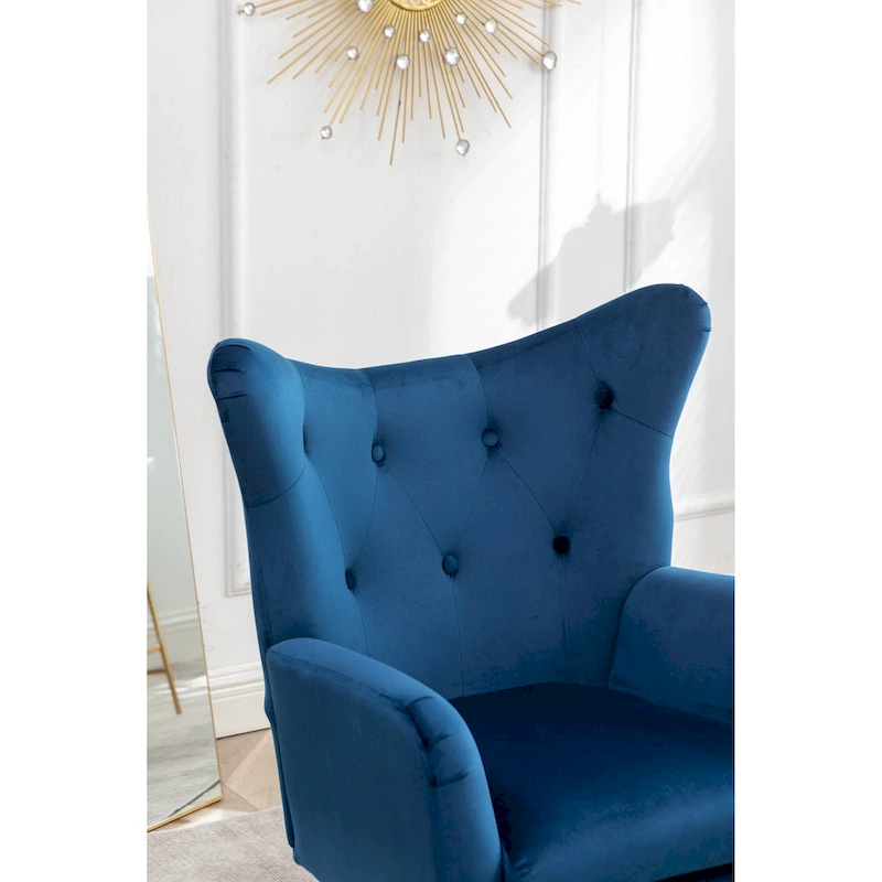 Roundhill Furniture Sovarol Velvet Button-Tufted Wing Back Accent Chair