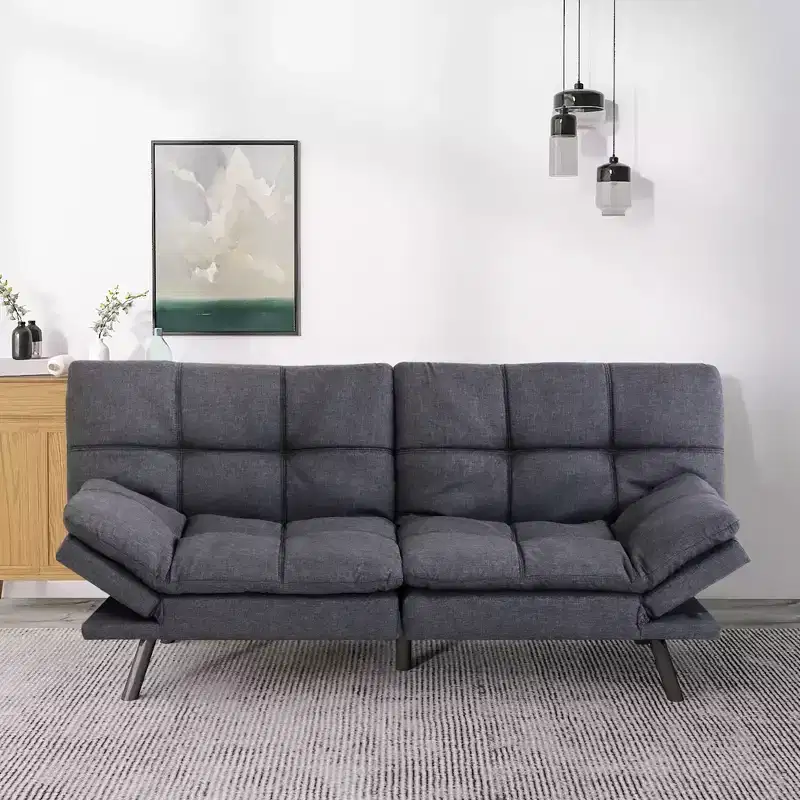 Dyonery 71 in Convertible Faux Leather Sofa Couch,Memory Foam Futon Couch Bed,Small Splitback Modern Loveseat Sleeper Sofa Bed for Living Room
