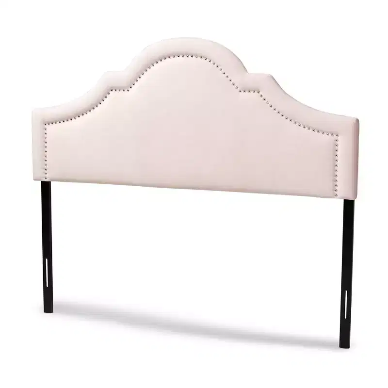 Velvet Upholstered Headboard - Light Pink, Mid-Century Modern