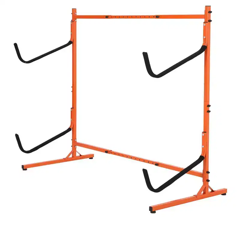 Heavy-Duty Freestanding Kayak Storage Rack for 2 Kayaks  Adjustable Steel Stand with Padded Arms  Fits Canoes, SUPs, Surfboards Max 175lbs