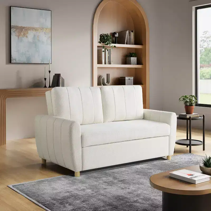 Convertible Loveseat Woven Ivory