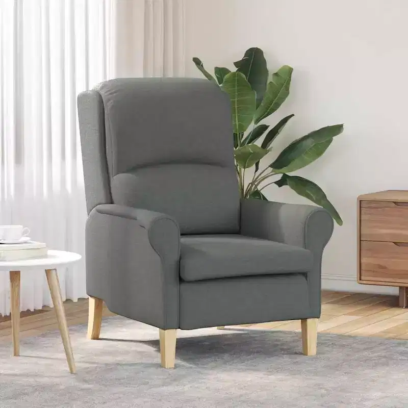 Modern Upholstered Armchair with Pillow Seat & Back - Light Gray Polyester Fabric, Wood Composite Frame