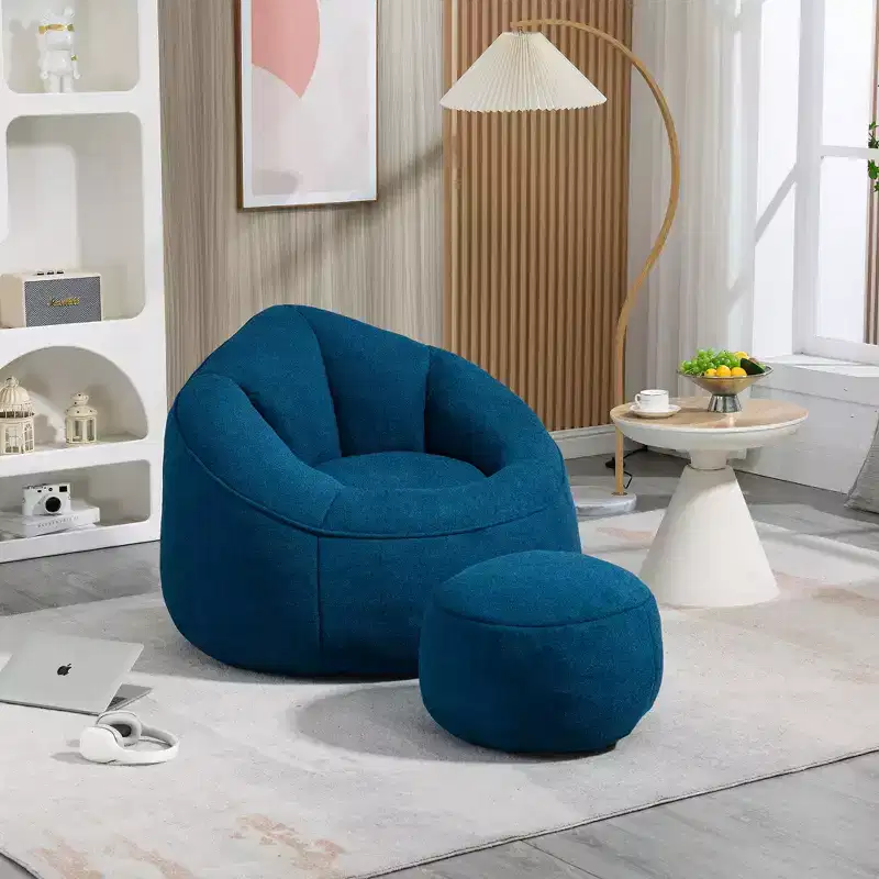 TUYOHW Bean Bag Chair with Upholstered Footrest, Padded Foam Floor Chair for Total Relaxation, Comfy Sofa Chair Set for Living Room, Bedroom