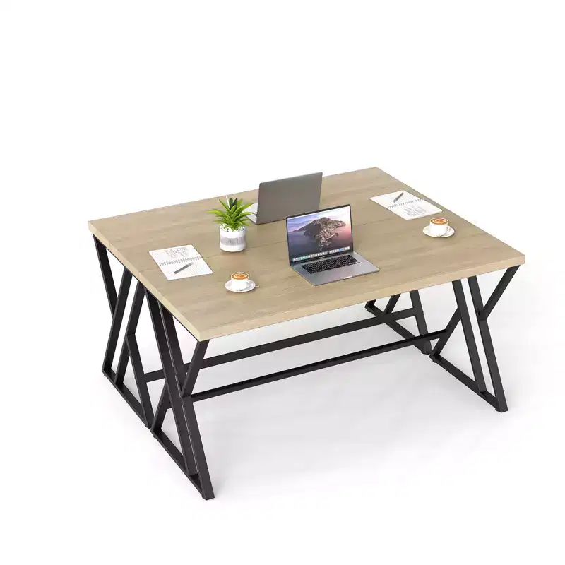 Costway 2PCS 59 Computer Desk Large Industrial Home Office Desk w/Heavy-duty Metal Frame