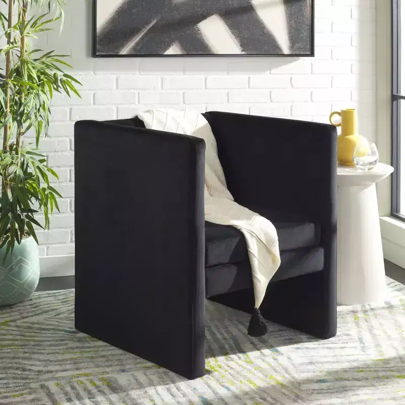 Velvet Accent Chair with Removable Cushion, Olive Green
